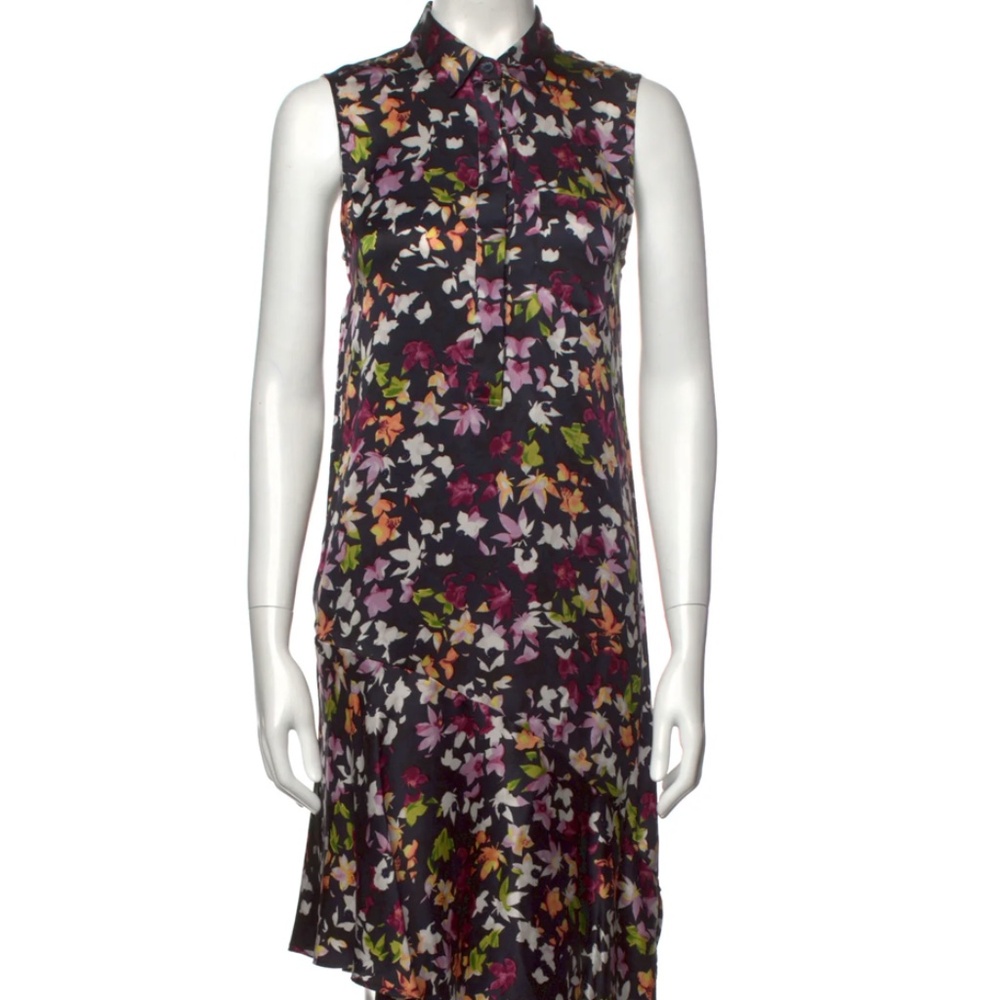 Equipment Sz XS Tira Silk Shift Asymmetrical Dress Eclipse Multi Floral